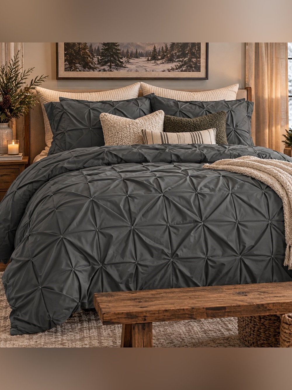 Gray Pintuck Duvet Cover Queen Full Size
